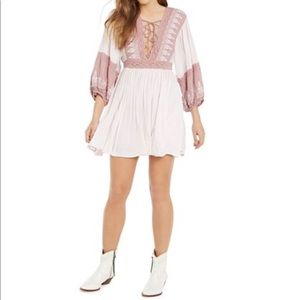 Mauve Lace Up Babydoll Dress